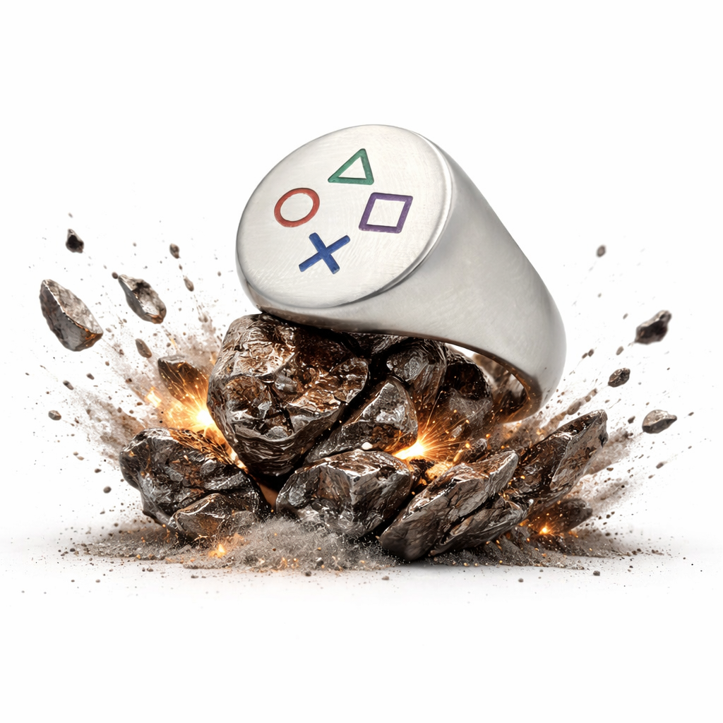 The Gameboy Ring - Titanium & Metallic abalone