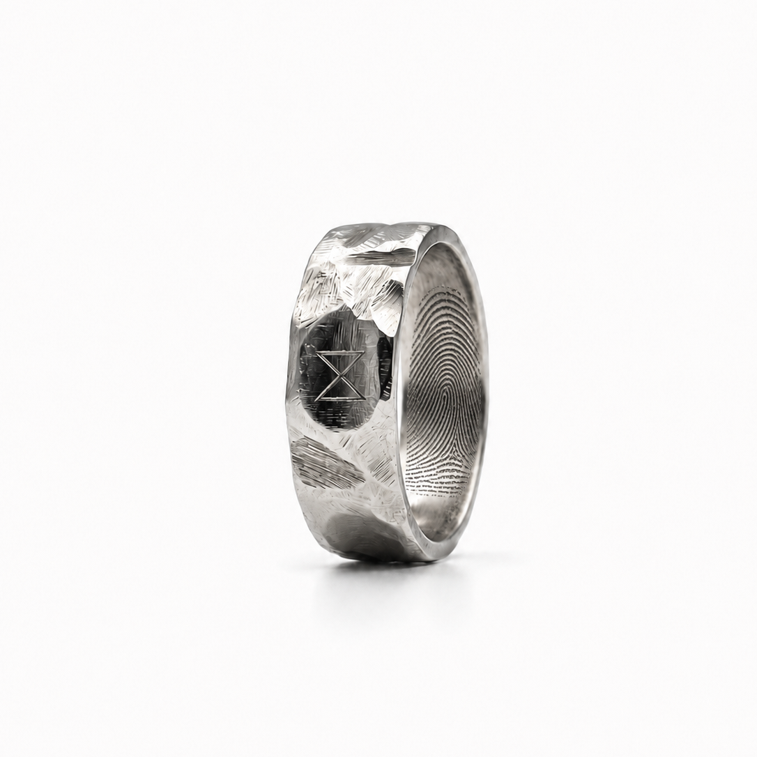 The Nordik - Blacksmith Titanium ring & Fingerprint