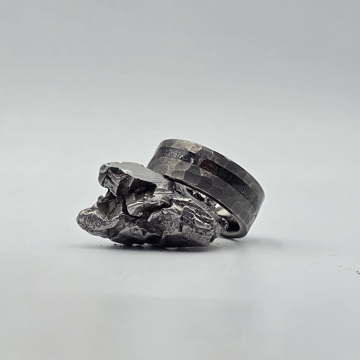 The Big Bang Ring - Meteorite & Chunks Agatized Dino Bone