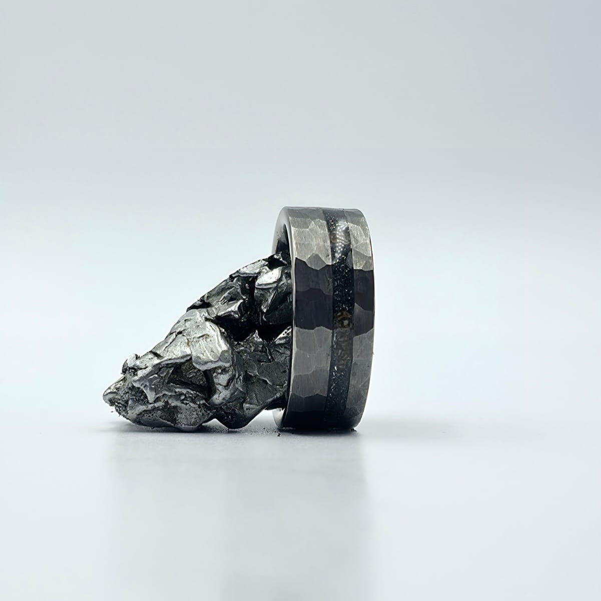 The Big Bang Ring - Meteorite & Chunks Agatized Dino Bone
