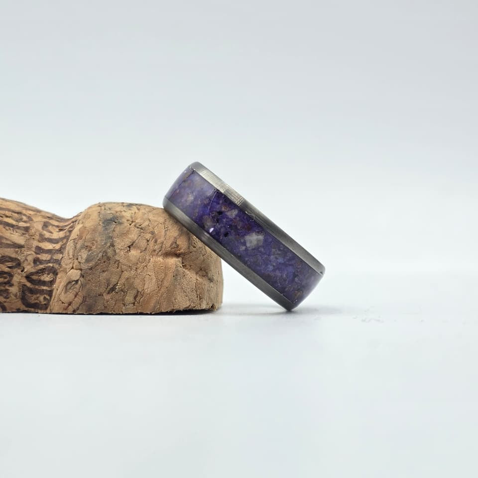 The Yooperlite - Yooperlite Stone & Gunmetal Tungsten Ring