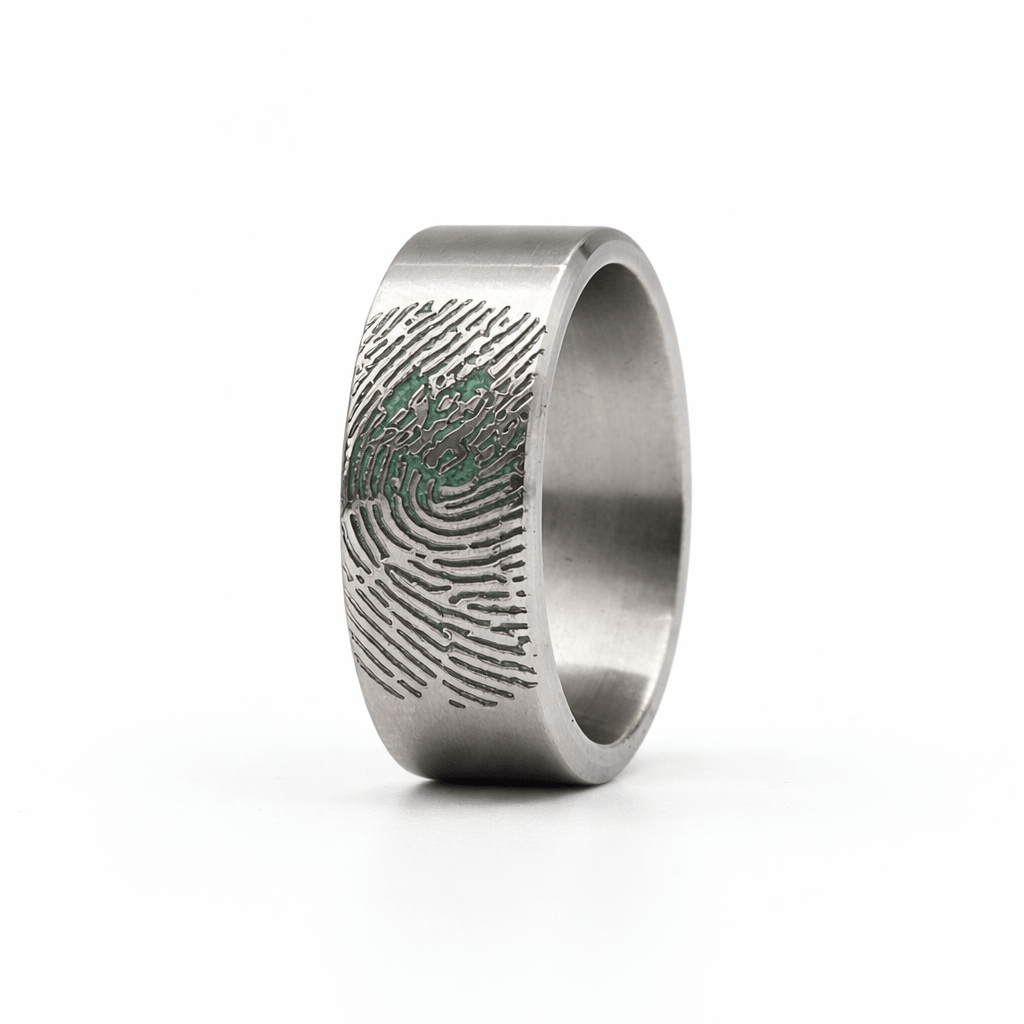 Aura Imprint Ring - Glow in the dark Deep etched Fingerprint