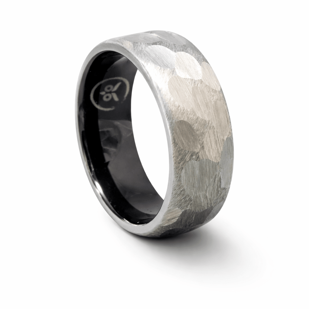 Jax - Brushed Hammered Men's Tungsten Ring