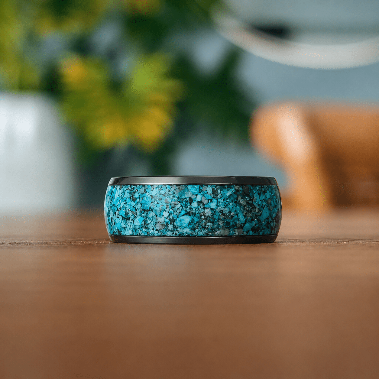 The Brock - Gunmetal Tungsten & Apatite Stone