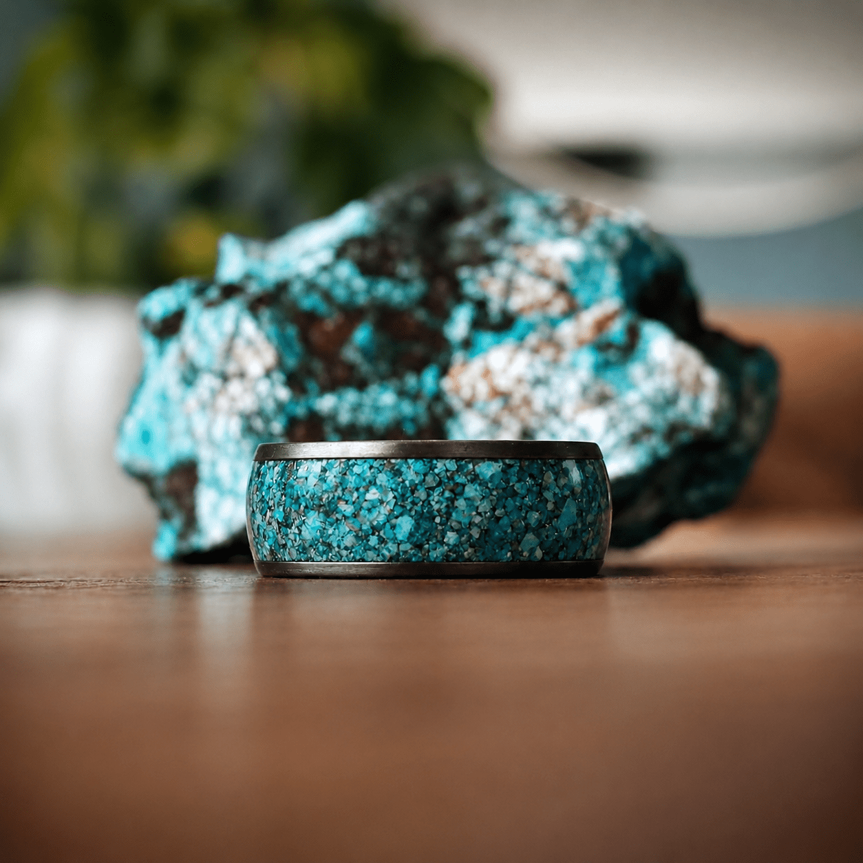 The Brock - Gunmetal Tungsten & Apatite Stone
