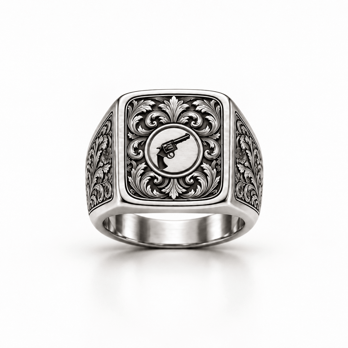The Gunslinger - Old school smith & Wesson art detail Ring