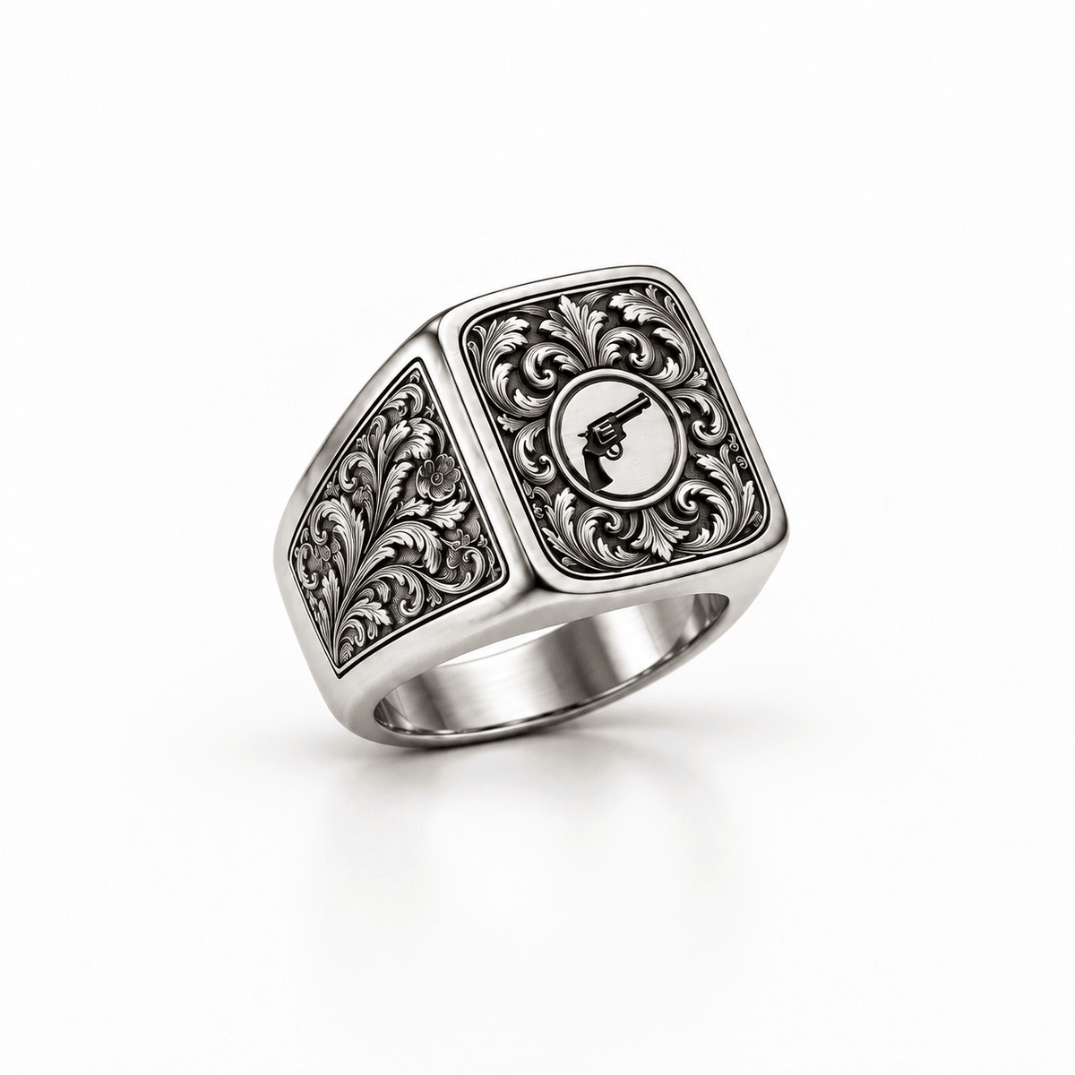 The Gunslinger - Old school smith & Wesson art detail Ring