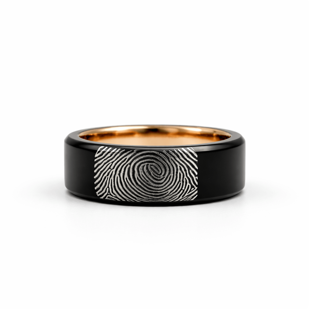 The Imprint Ring - Black Plated Tungsten (Your Fingerprint)