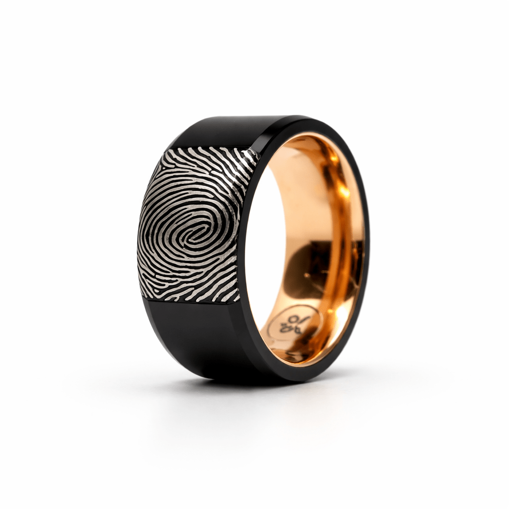 The Imprint Ring - Black Plated Tungsten (Your Fingerprint)