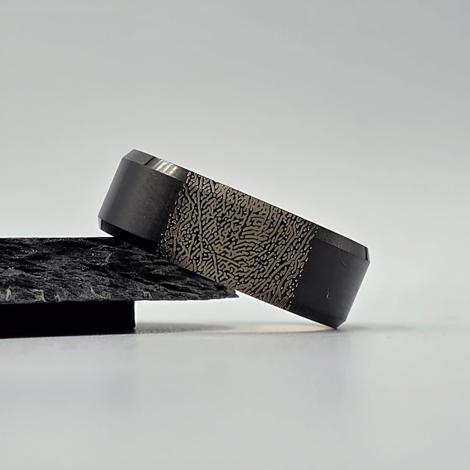 The Imprint Ring - Black Plated Tungsten (Your Fingerprint)