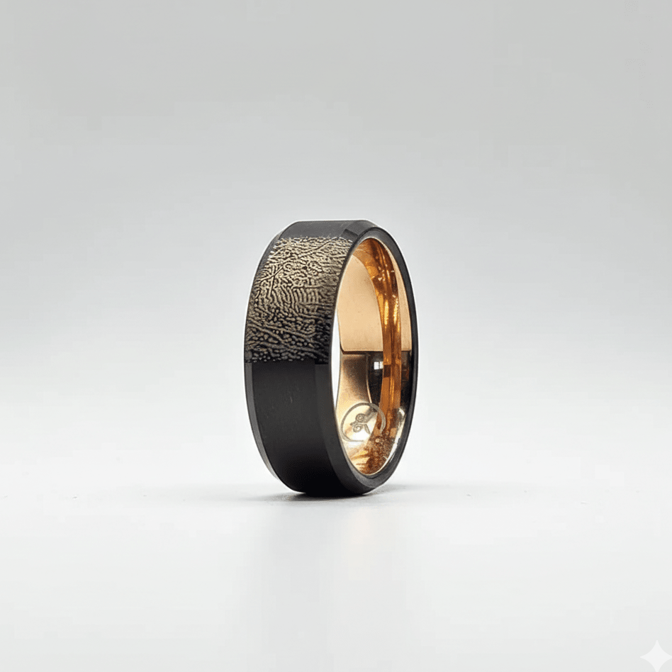The Imprint Ring - Black Plated Tungsten (Your Fingerprint)