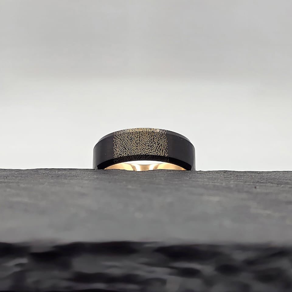 The Imprint Ring - Black Plated Tungsten (Your Fingerprint)