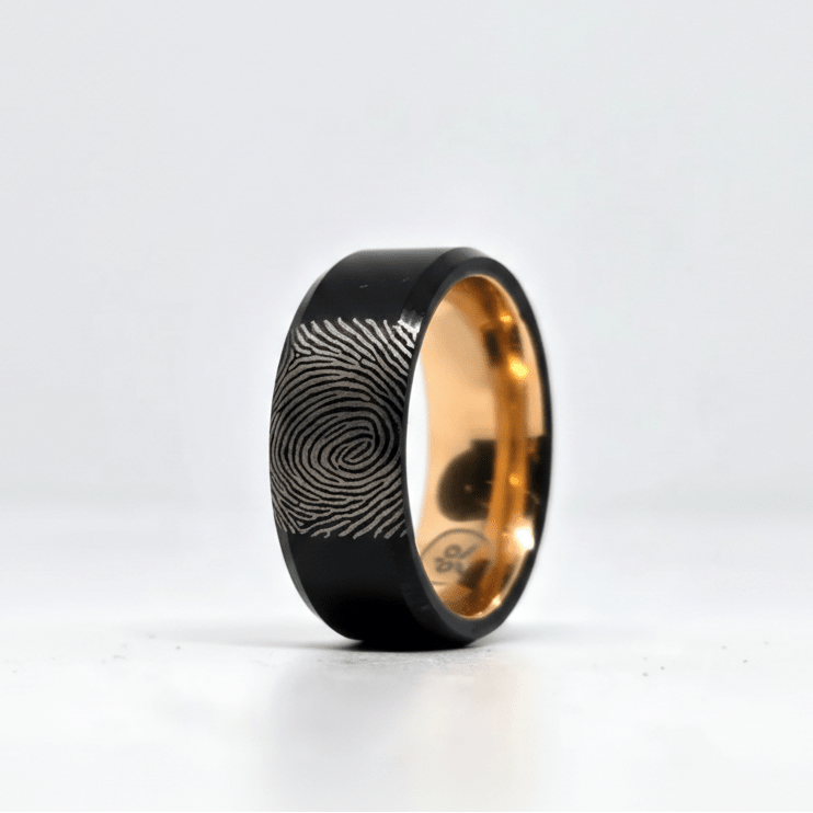 The Imprint Ring - Black Plated Tungsten (Your Fingerprint)