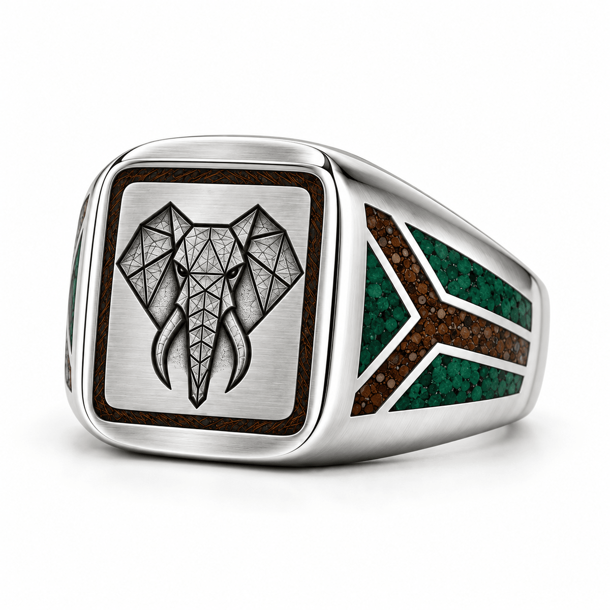 The Karoo Titan - Elephant Hair, Agatized dino bone & Malachite inlay