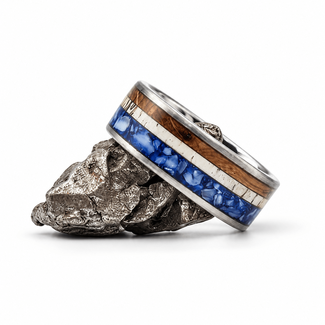The Miami - Azure Blue Abalone, Antler & Whiskey Barrel
