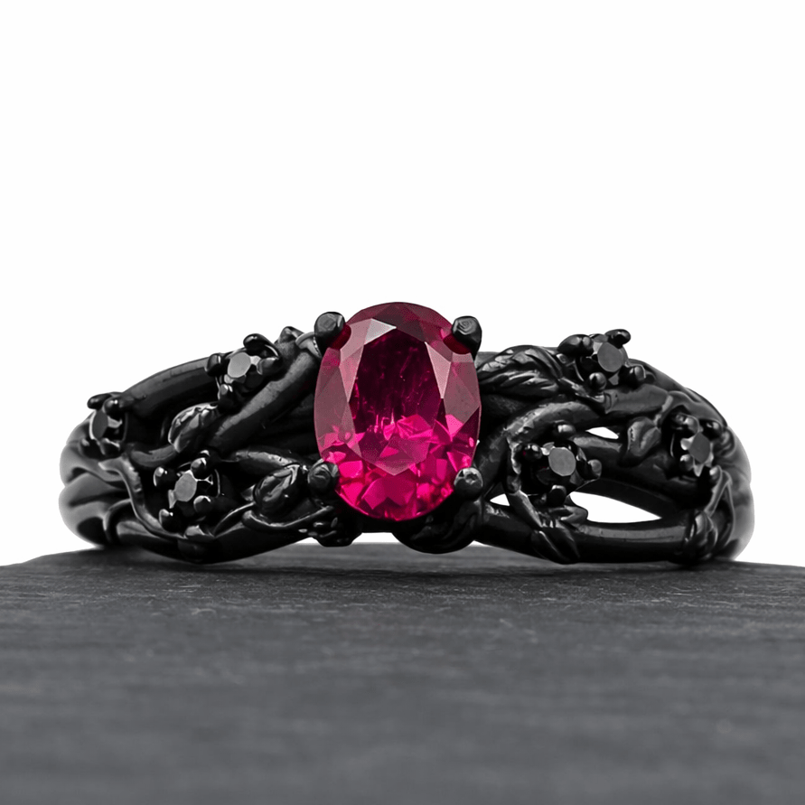 The Pink Kryptolite - Silver, Black Cubics & Ruby Cut