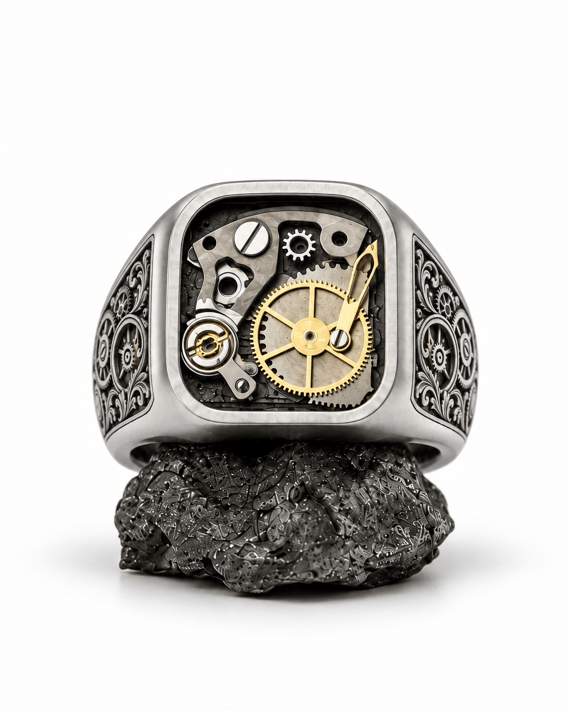 The Time Keeper - Titanium Watch-parts & Artwork Ring