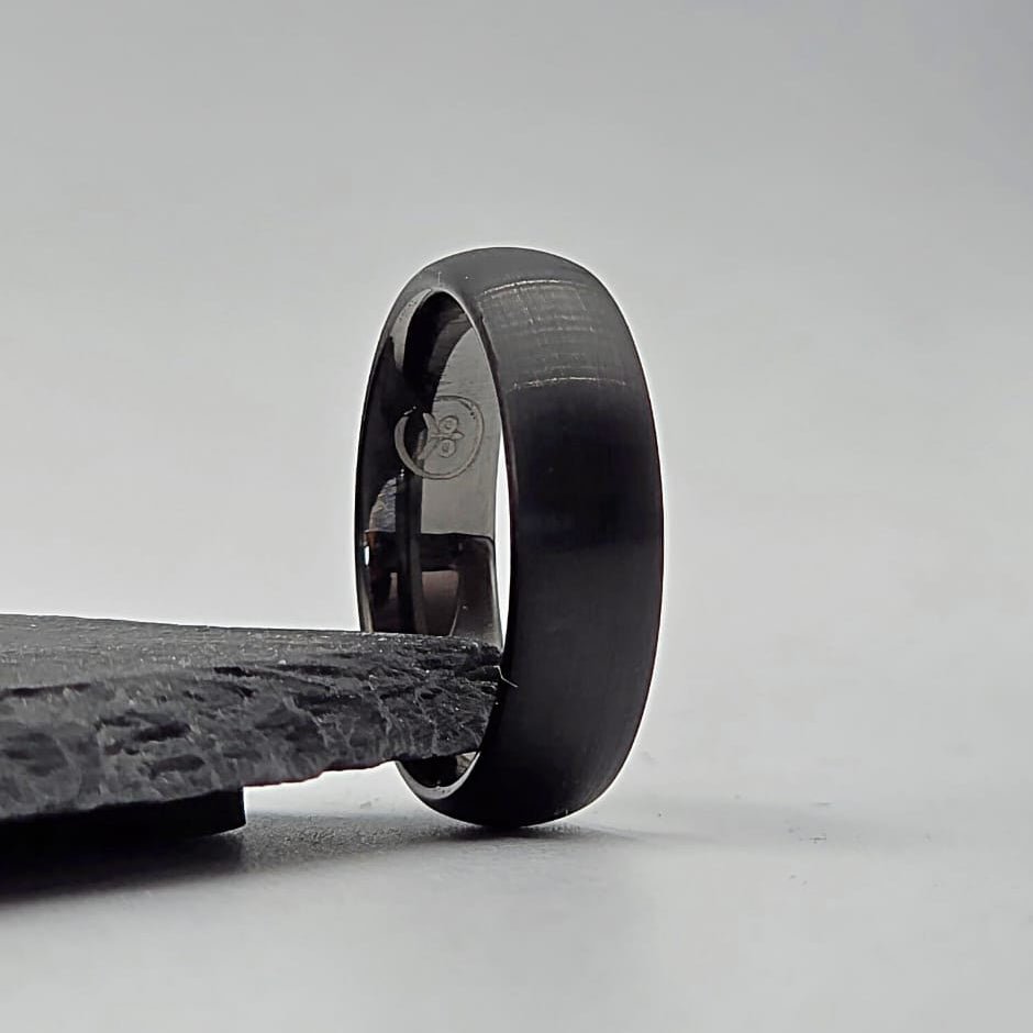 The Tuxedo - Matt Black & Gunmetal tungsten ring
