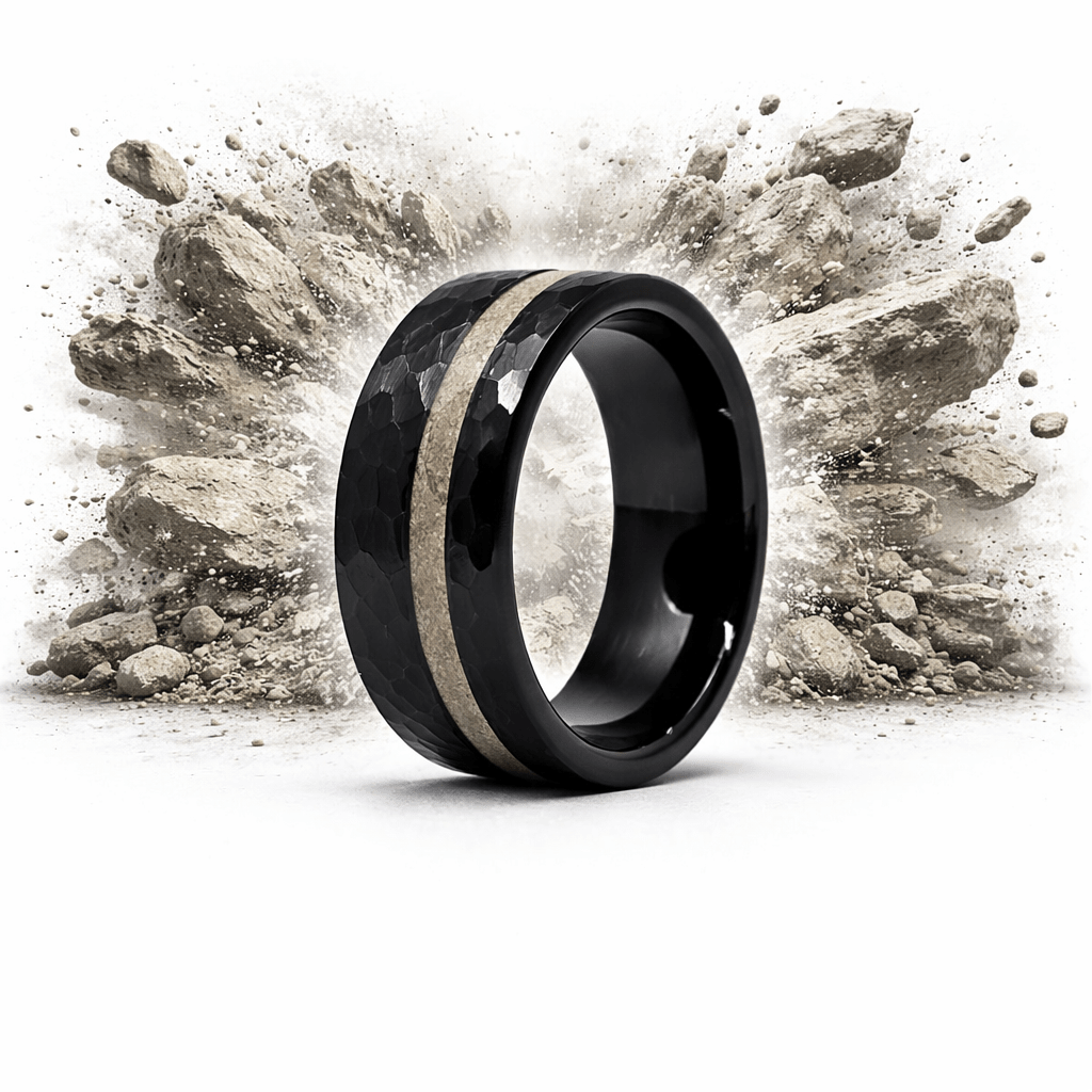 The Urban Edge - Black Hammered Cement Ring