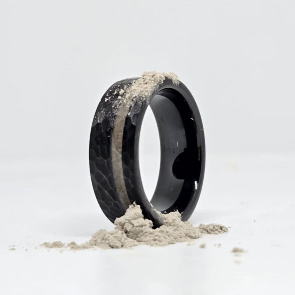 The Urban Edge (New) - Black Hammered Cement Ring
