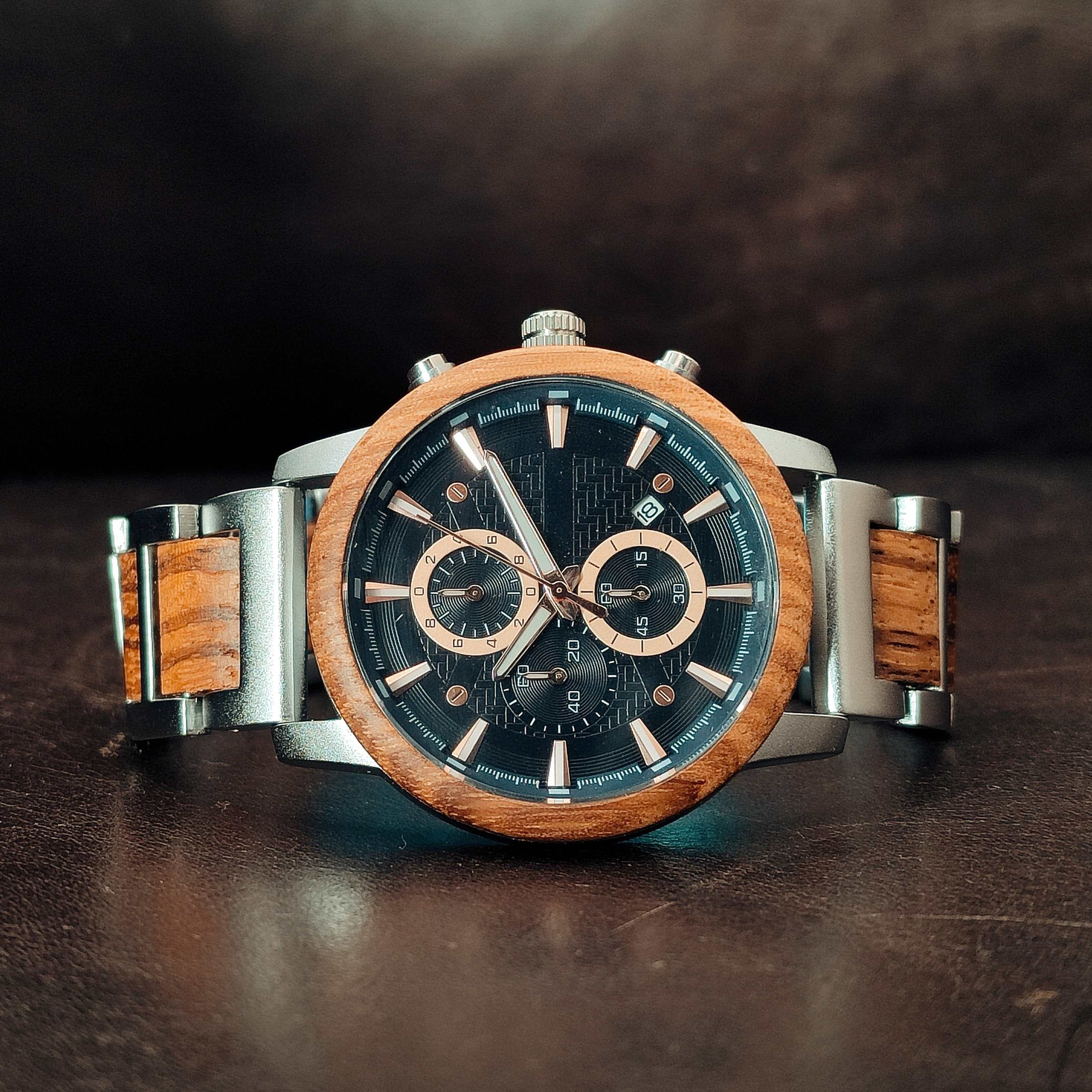 Beast - Zebrawood & Brushed Stainless Steel Watch