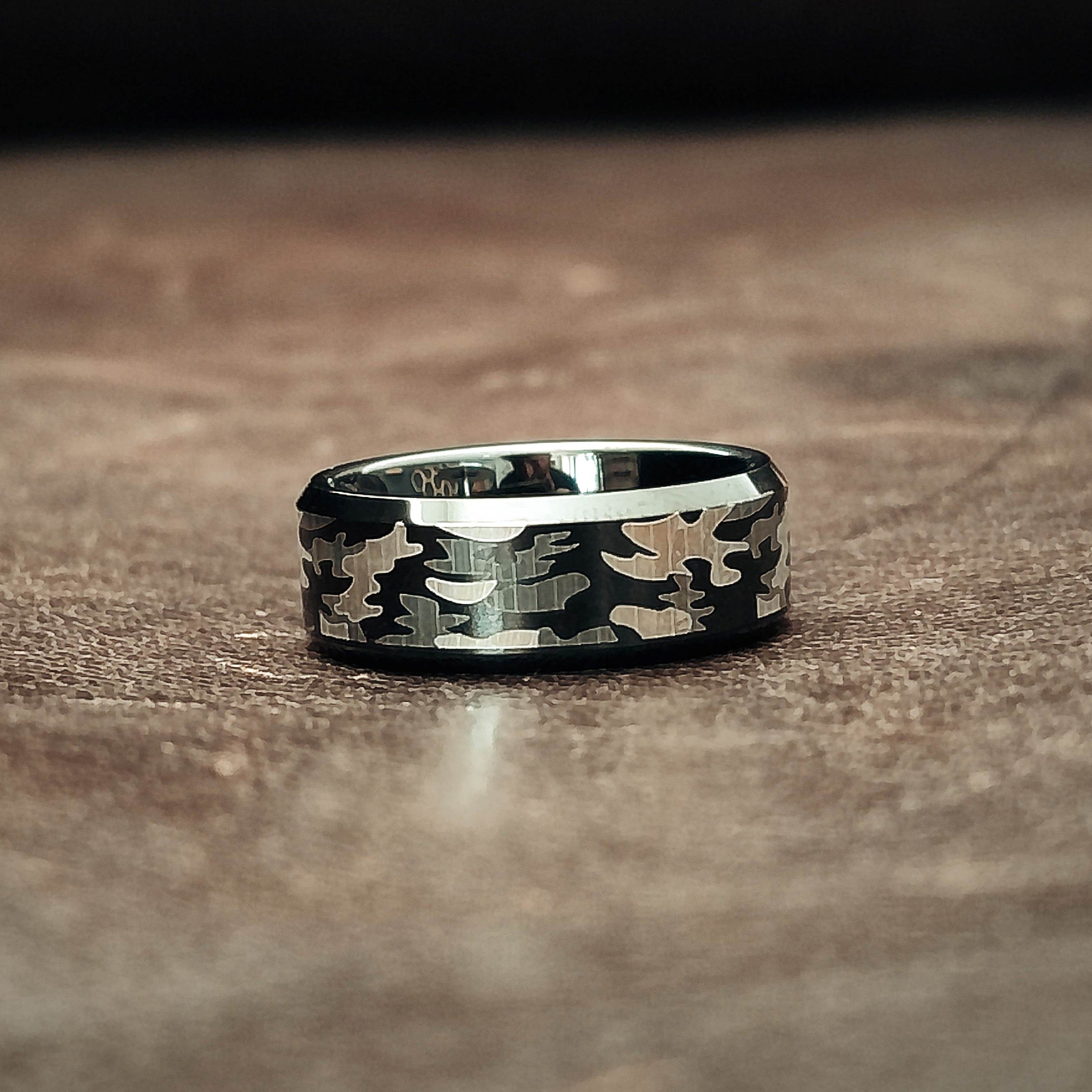 Black Opps - Brushed Camo Men's Tungsten Ring