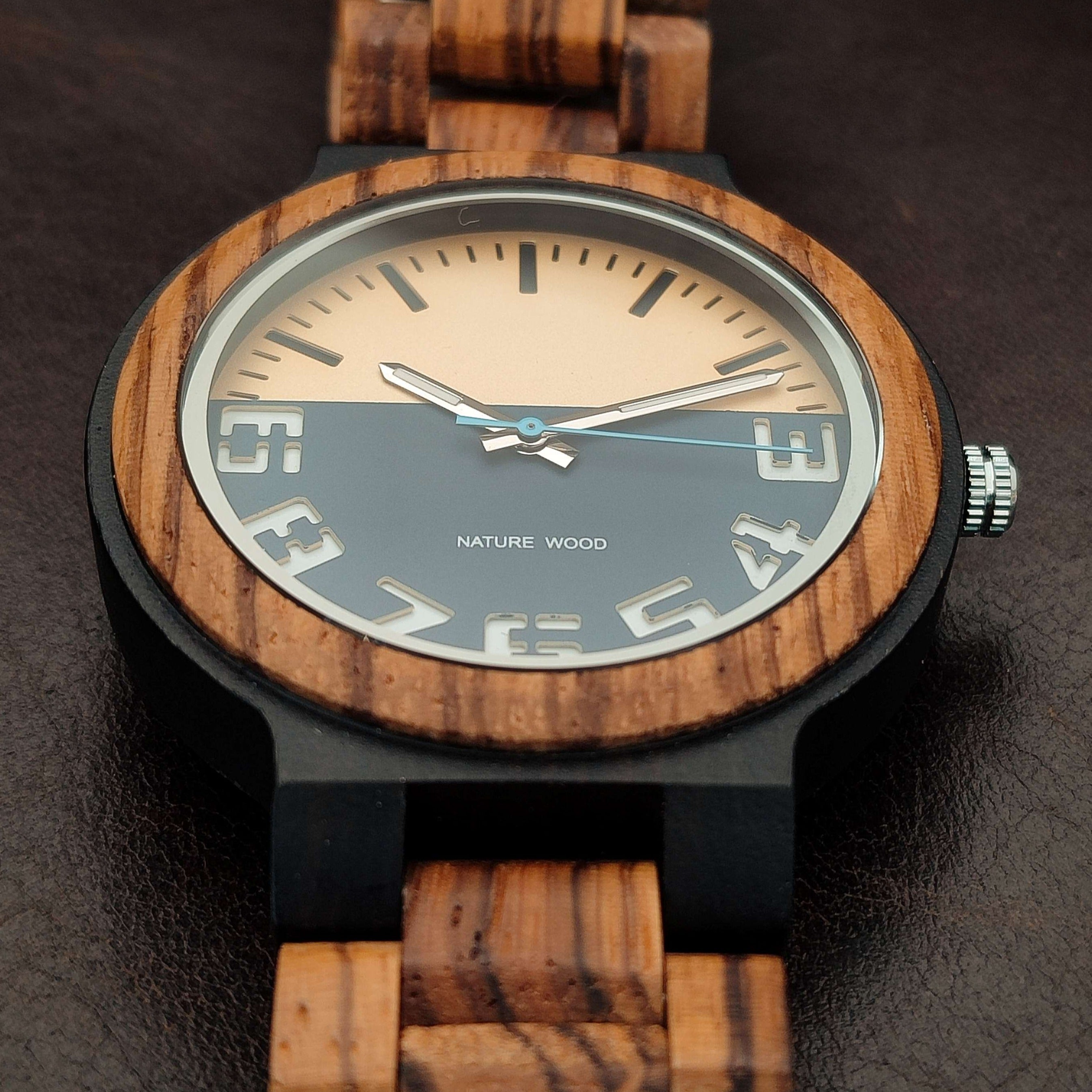 Blue October - Ebony & Zebrawood Watch