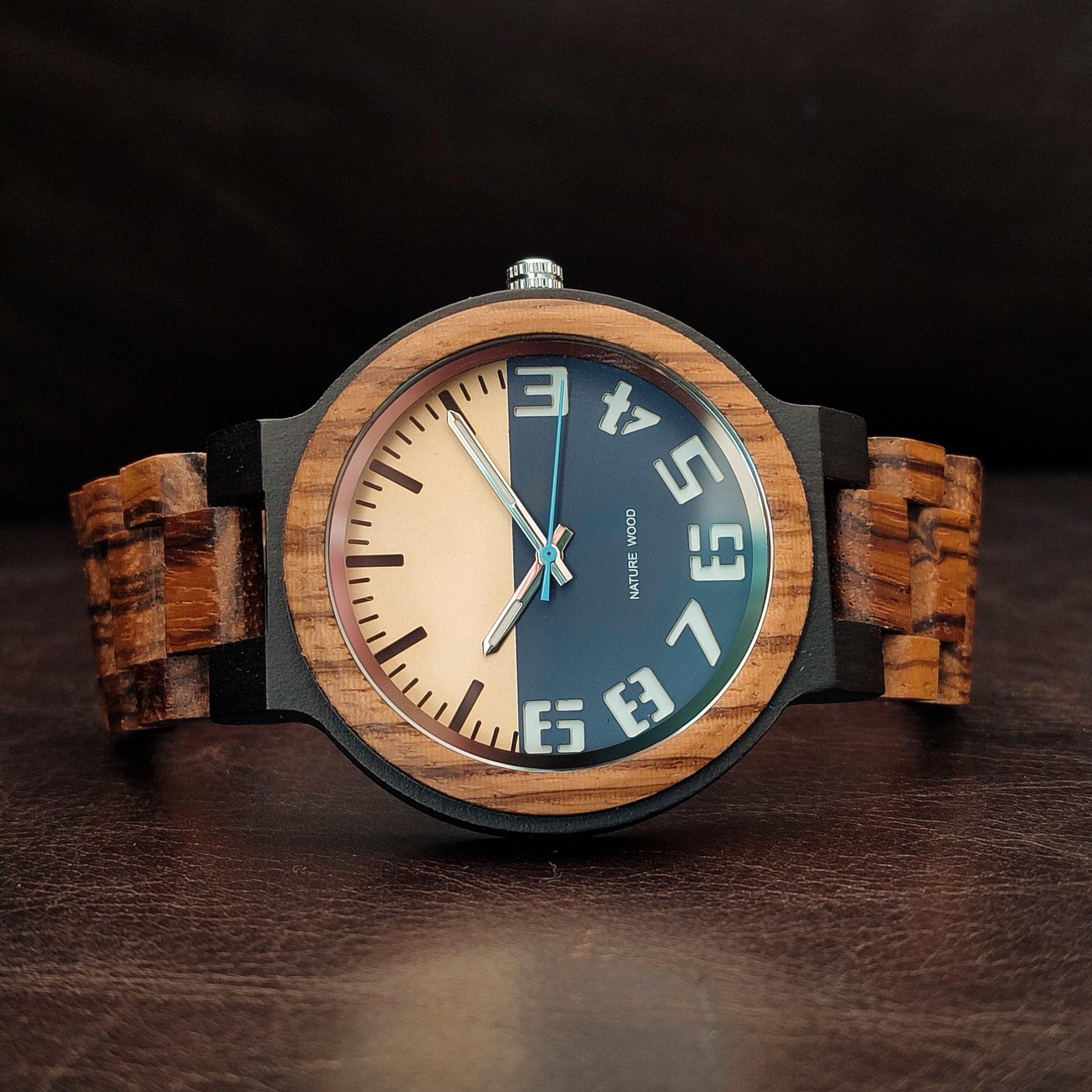 Blue October - Ebony & Zebrawood Watch