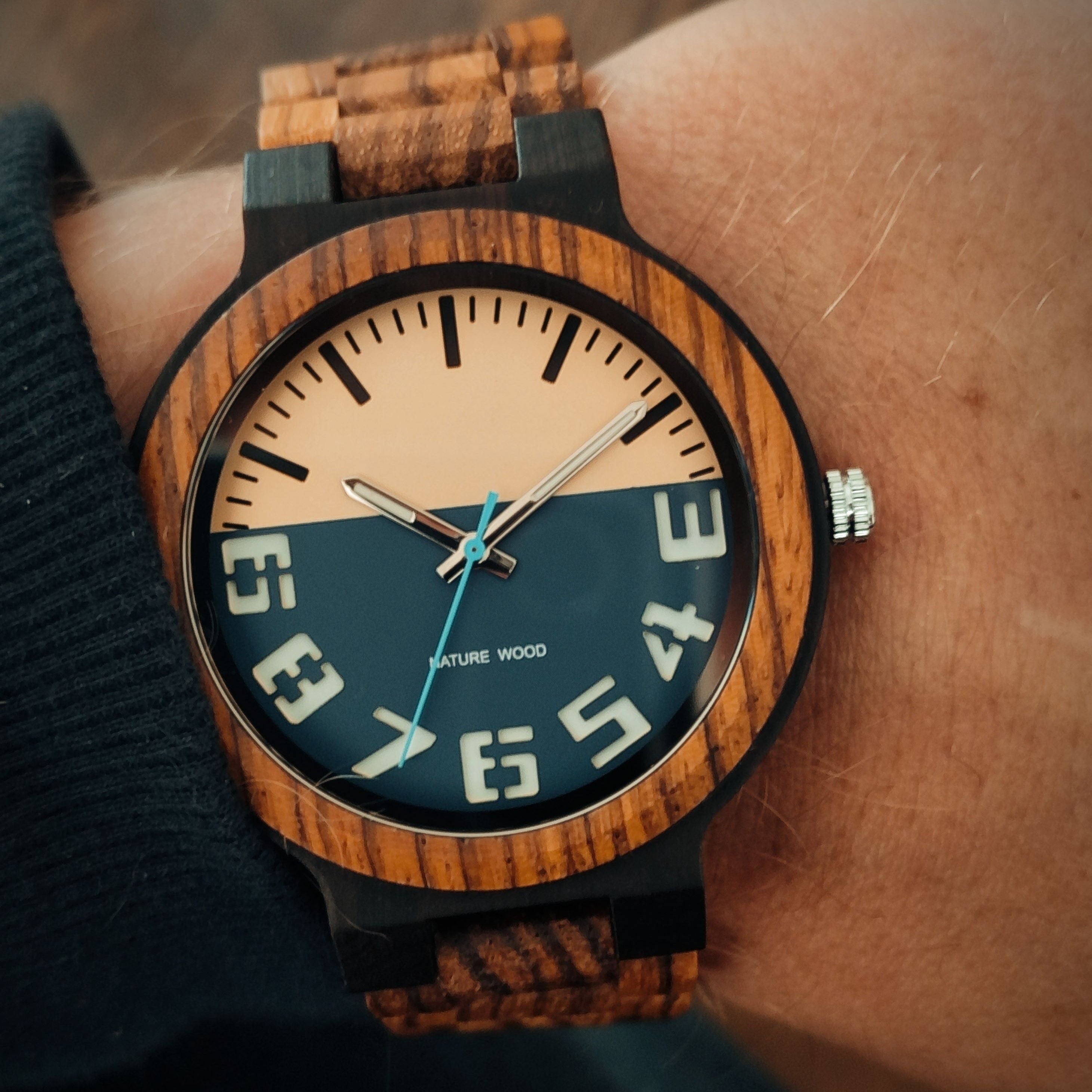 Blue October - Ebony & Zebrawood Watch