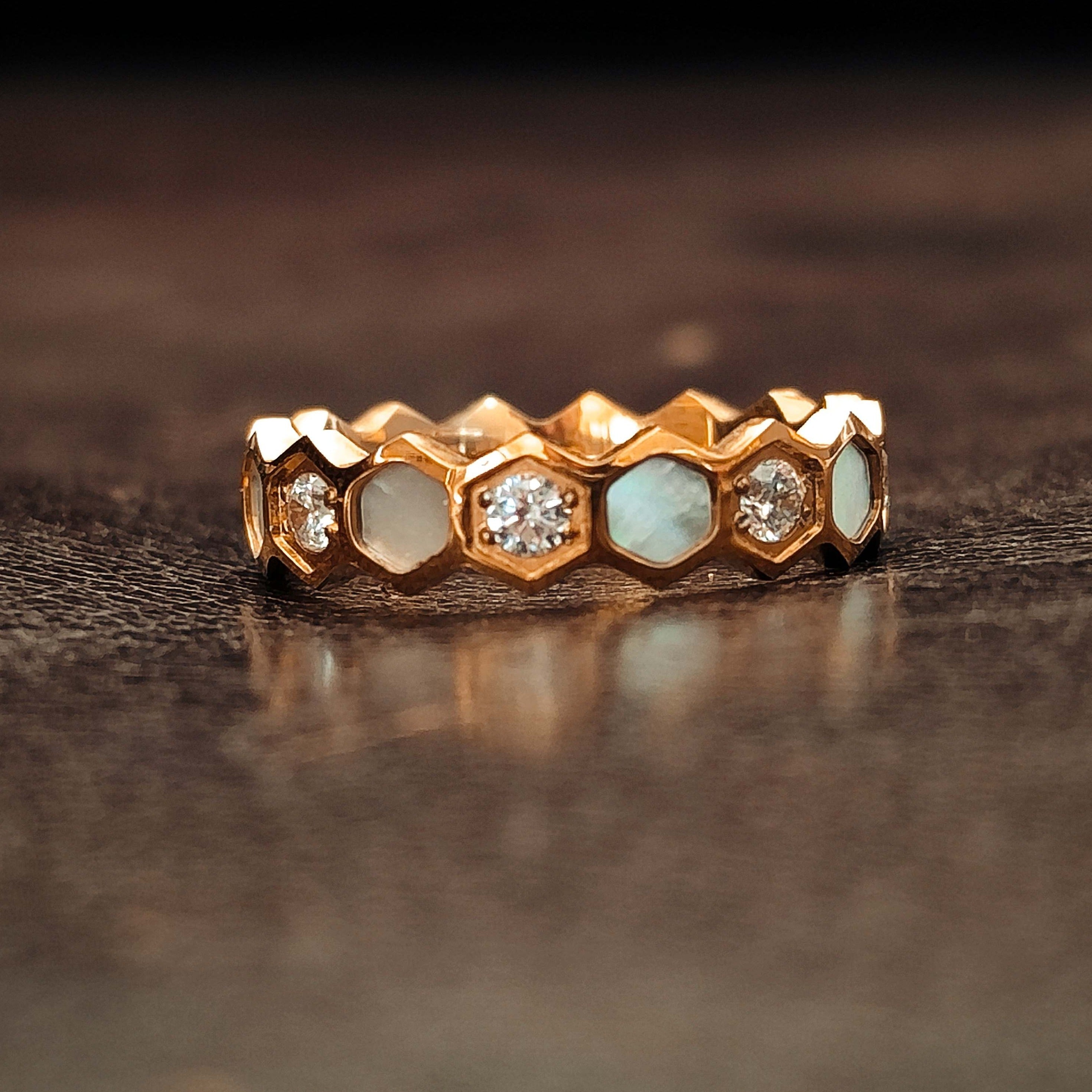 Honeycomb Gold - Titanium Womens Ring