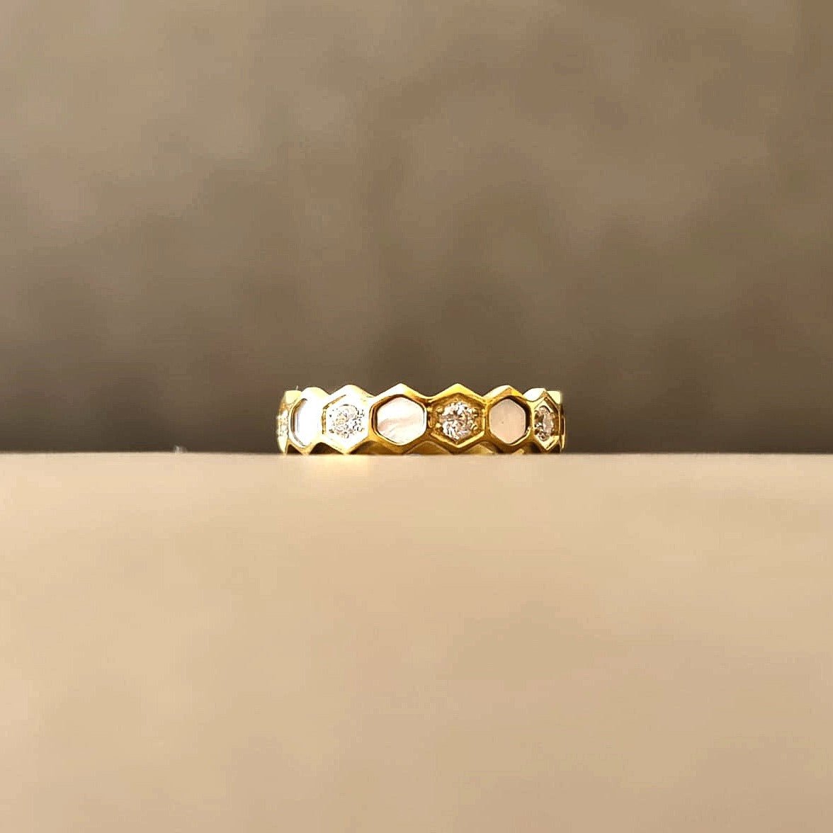 Honeycomb Gold - Titanium Womens Ring
