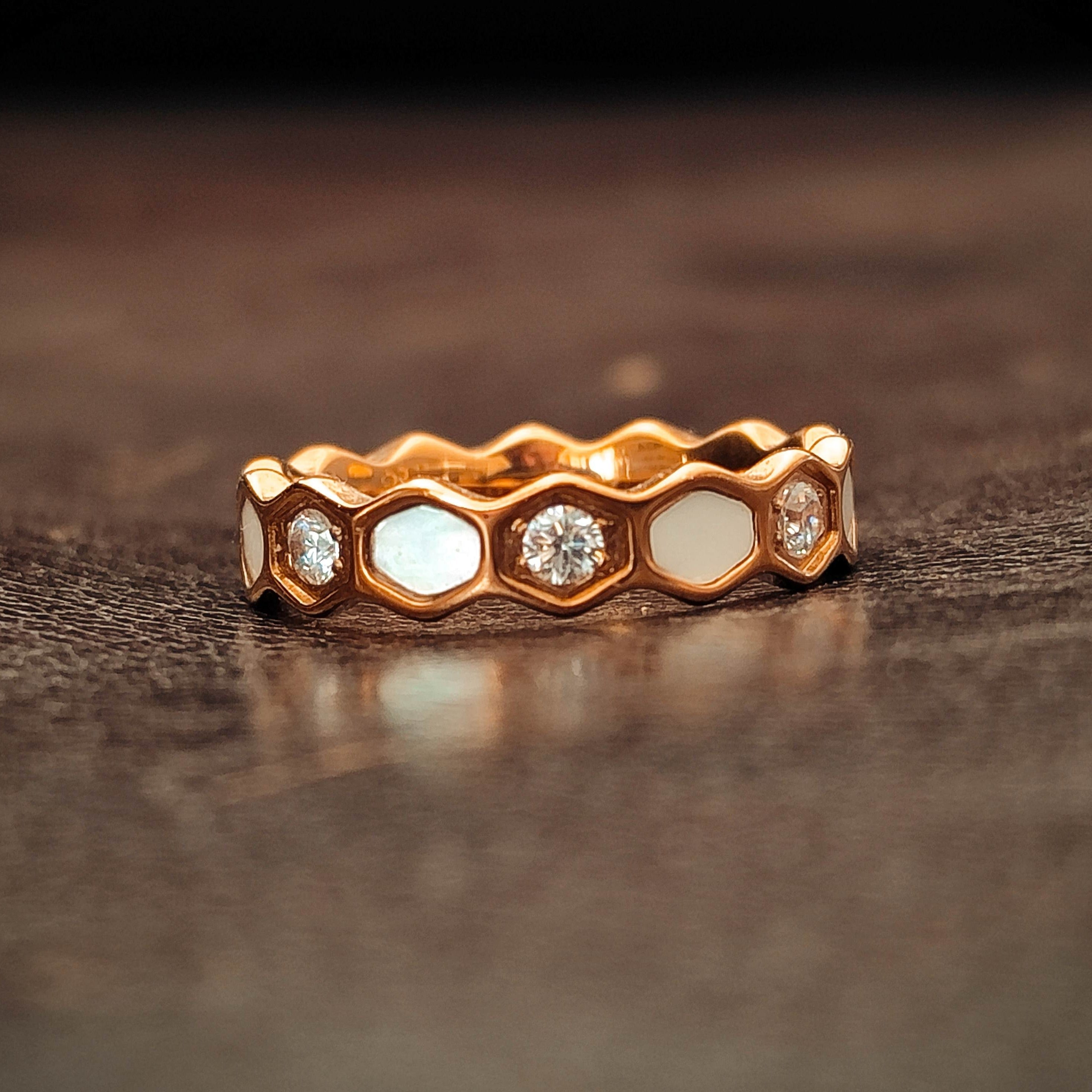 Honeycomb Rosegold - Titanium Womens Ring