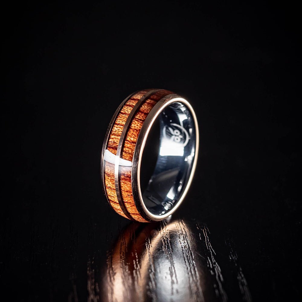 Iron Man Barrel - Walnut Wood Men's Tungsten Ring