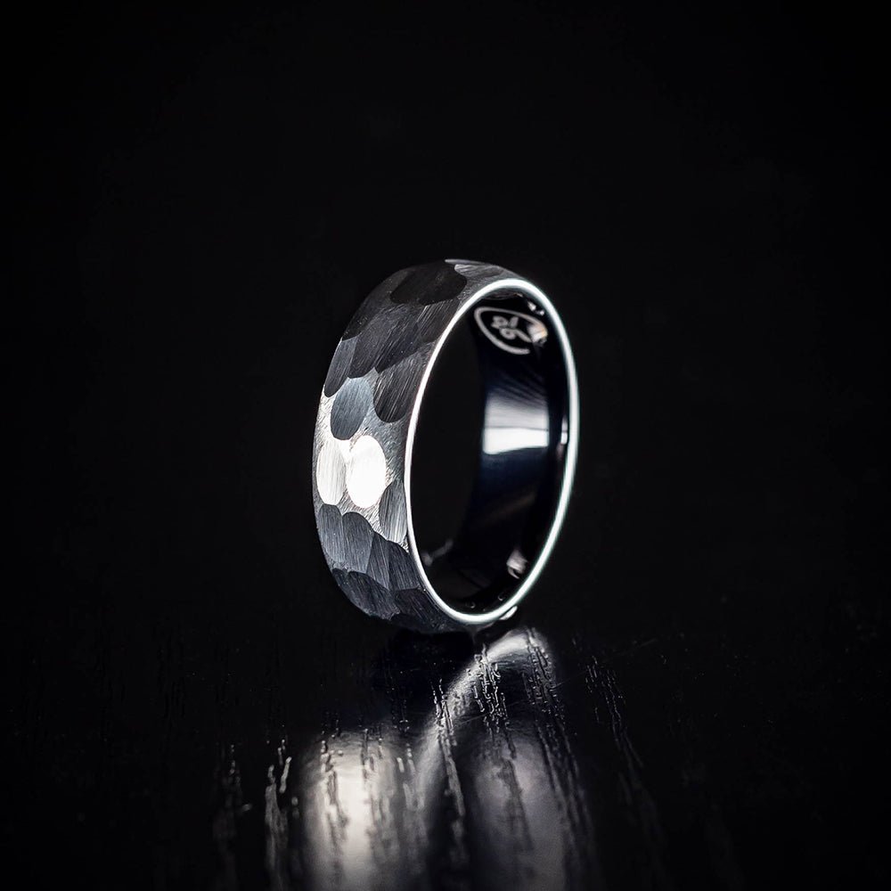 Jax - Brushed Hammered Men's Tungsten Ring