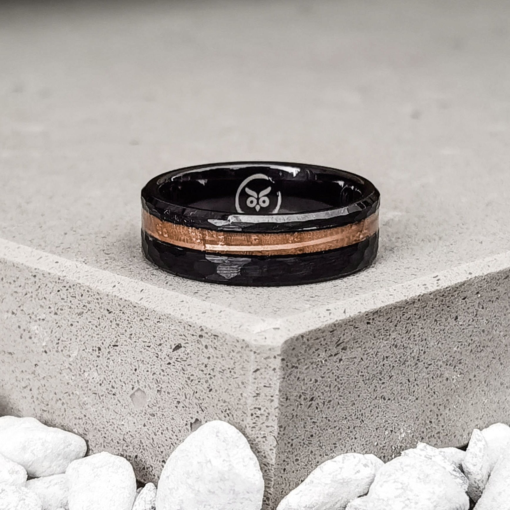 Johnny Black Double - Whiskey Barrel Men's Tungsten Ring