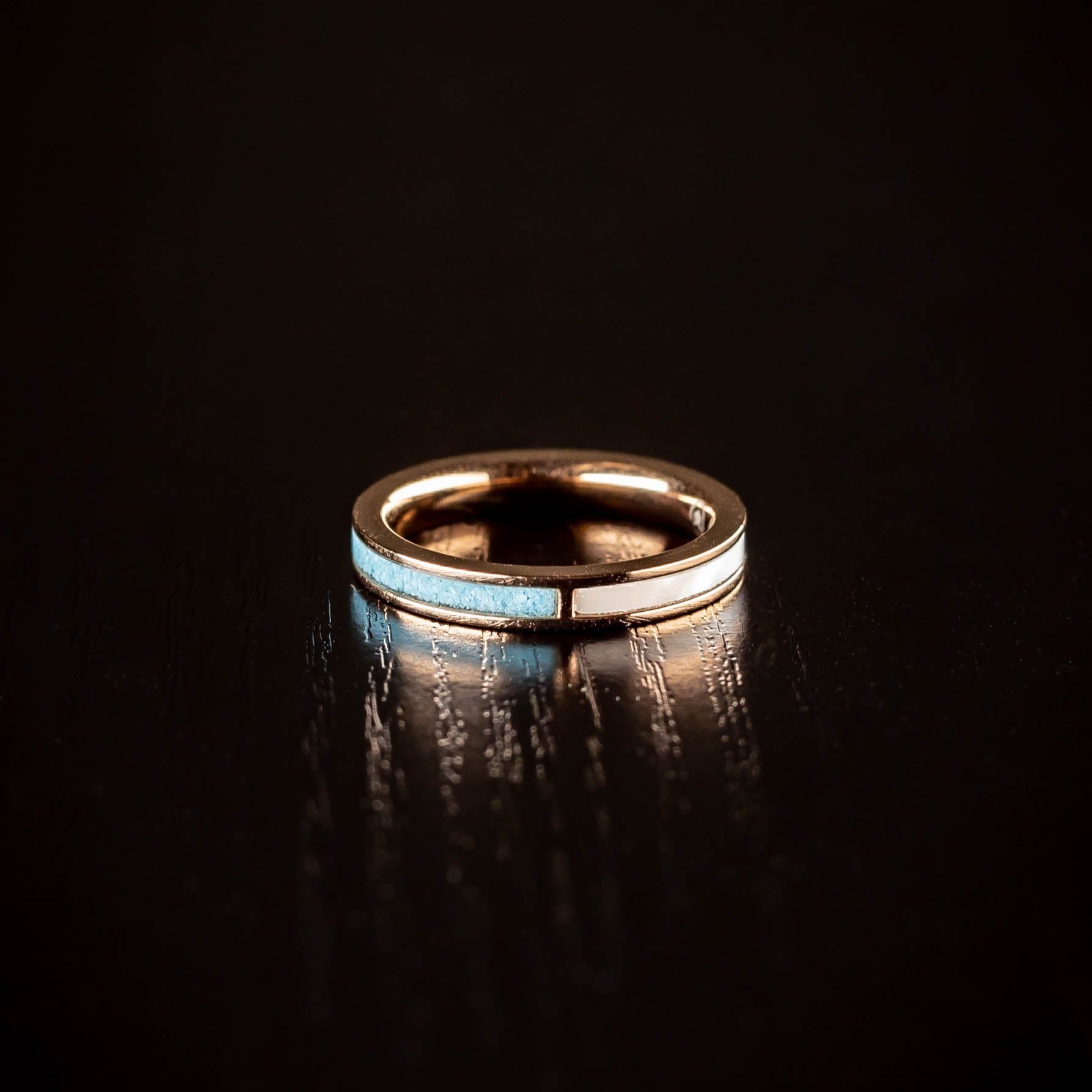 Nemesis - Two tone crushed Turquoise & White Pearl Womens Ring