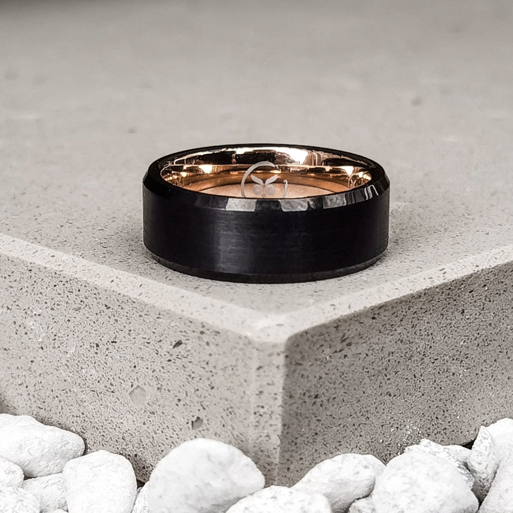 Peyton - Black & Rosegold Men's Tungsten Ring