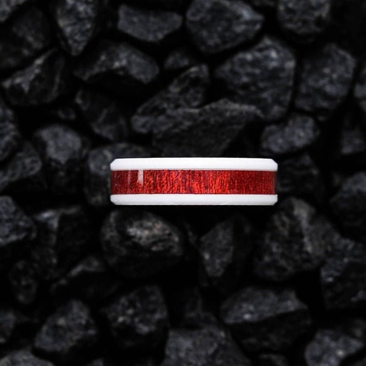 Spiderman Ceramic - Rosewood & Ceramic Men's Tungsten Ring