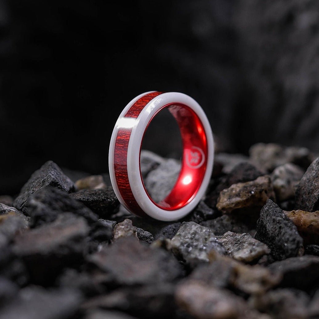 Spiderman Ceramic - Rosewood & Ceramic Men's Tungsten Ring