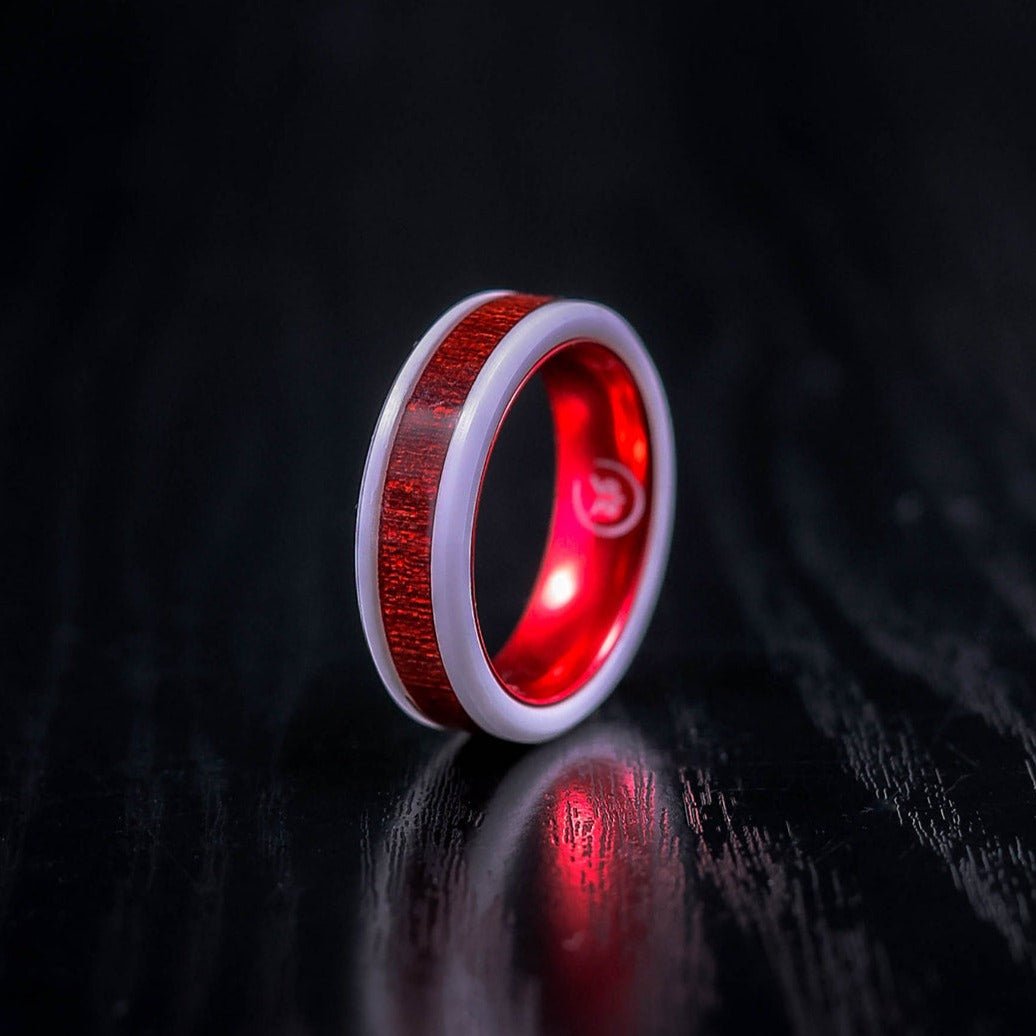 Spiderman Ceramic - Rosewood & Ceramic Men's Tungsten Ring