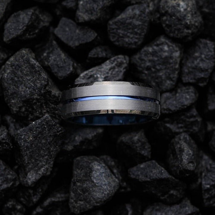 Storm - Navy Blue & Gunmetal Men's Tungsten Ring