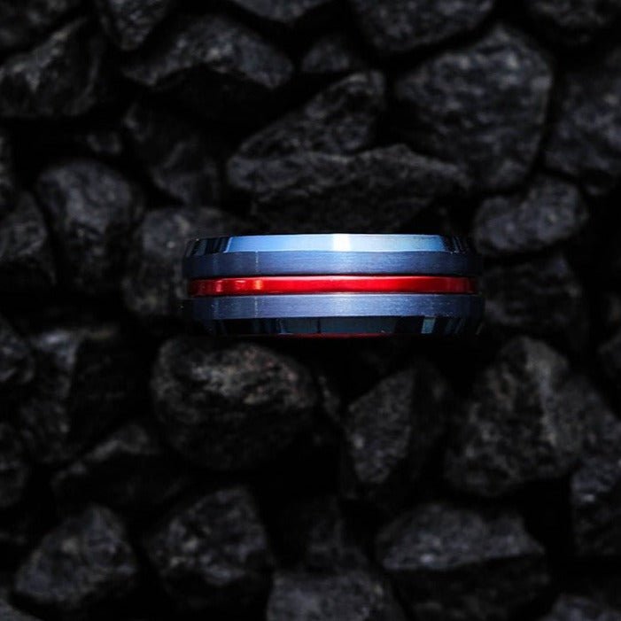Superman - Navy Blue & Red Men's Tungsten Ring