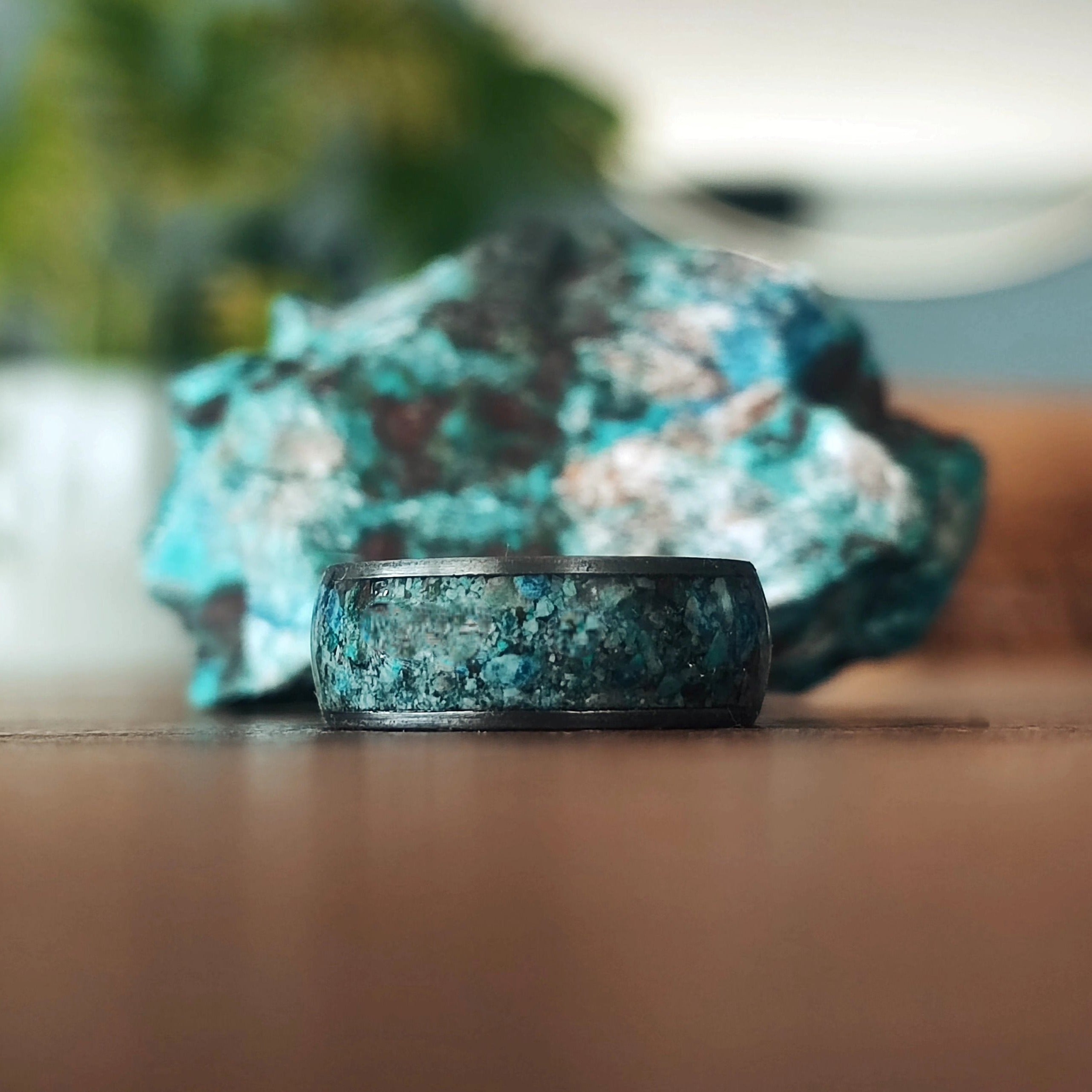 The Brock - Gunmetal Tungsten & Apatite Stone