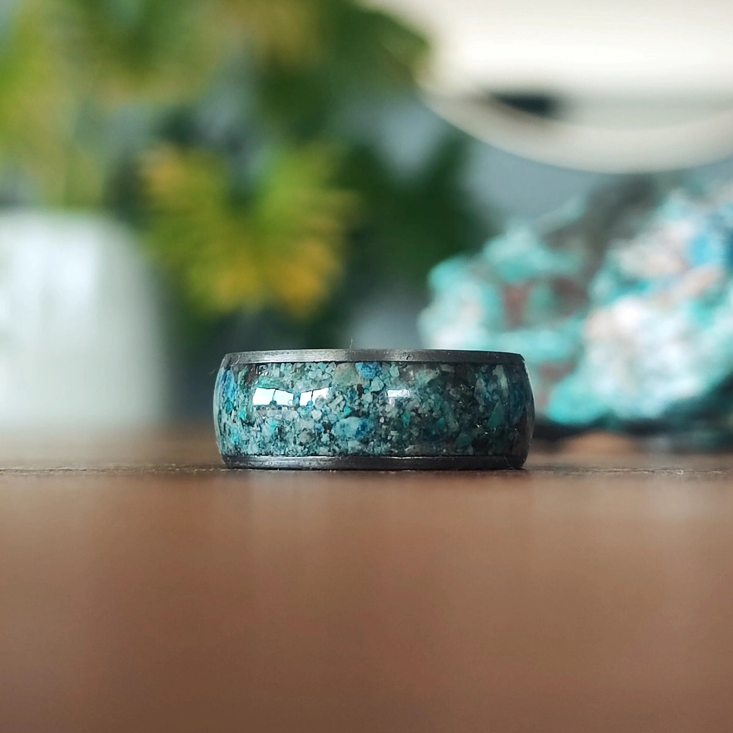 The Brock - Gunmetal Tungsten & Apatite Stone