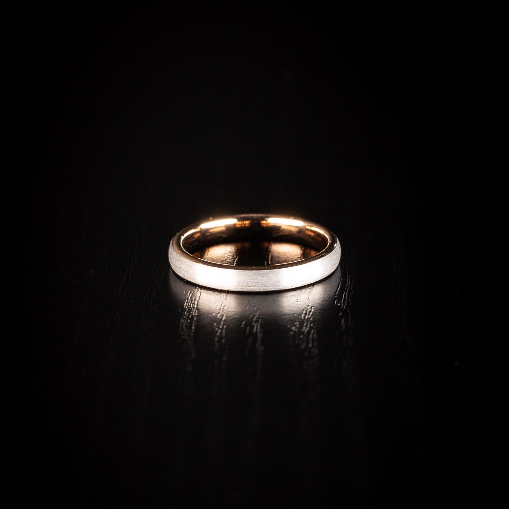 The Classic Two Tone - Brushed & Rose Gold plated Tungsten Ring | Womens Ring