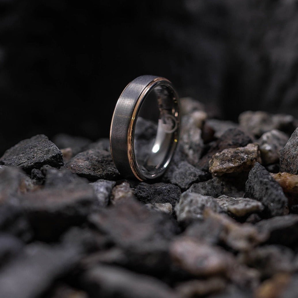 The Fitzgerald - Gunmetal & Rosegold Men's Tungsten Ring