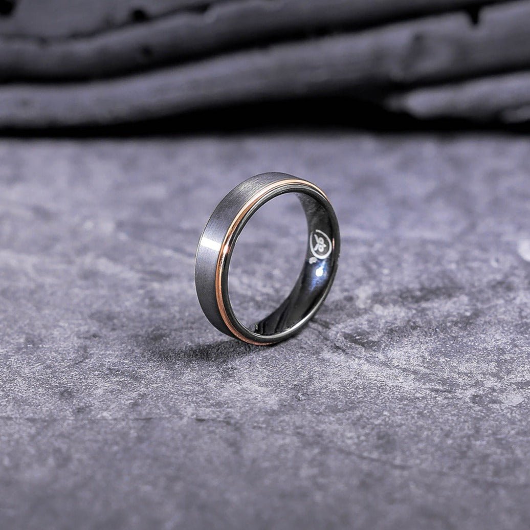 The Fitzgerald - Gunmetal & Rosegold Men's Tungsten Ring