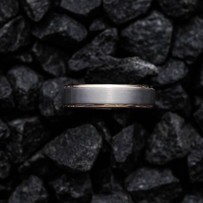 The Fitzgerald - Gunmetal & Rosegold Men's Tungsten Ring