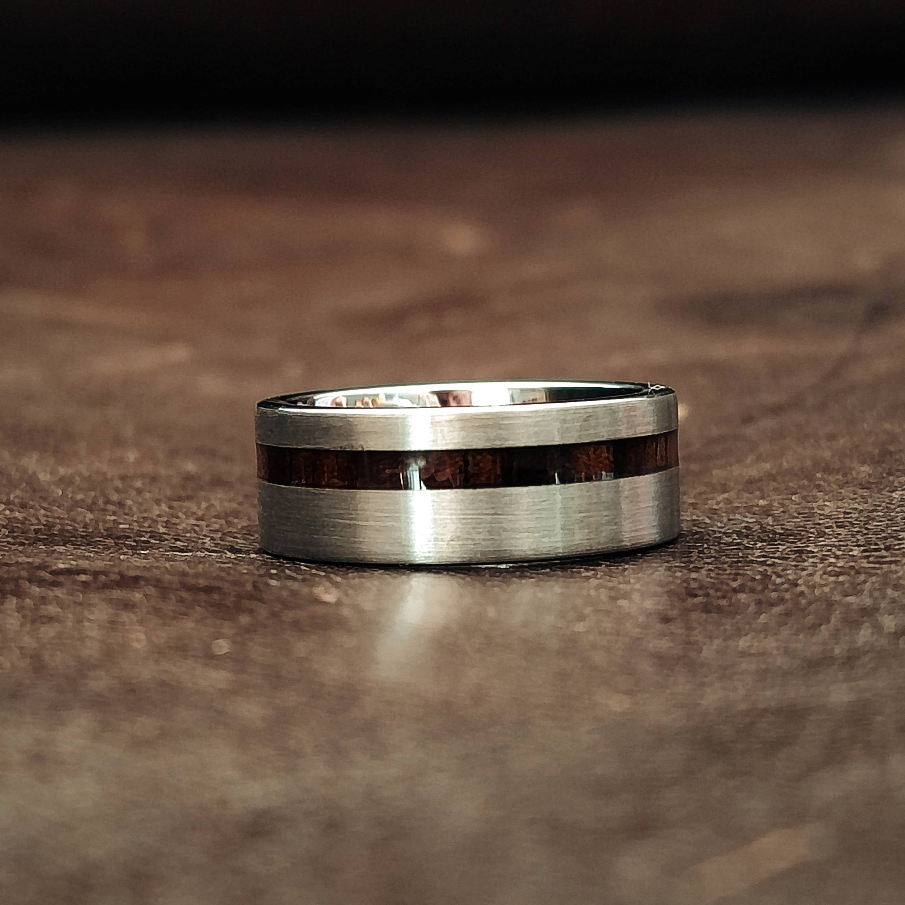 The Gun Dark - Zebra Wood Men's Tungsten Ring