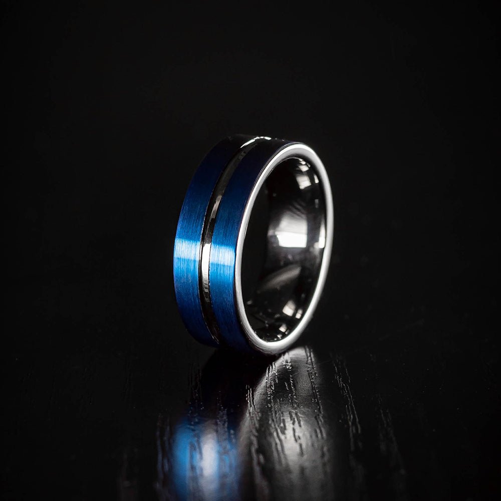 The Marine - Navy Blue & Brushed Men's Tungsten Ring